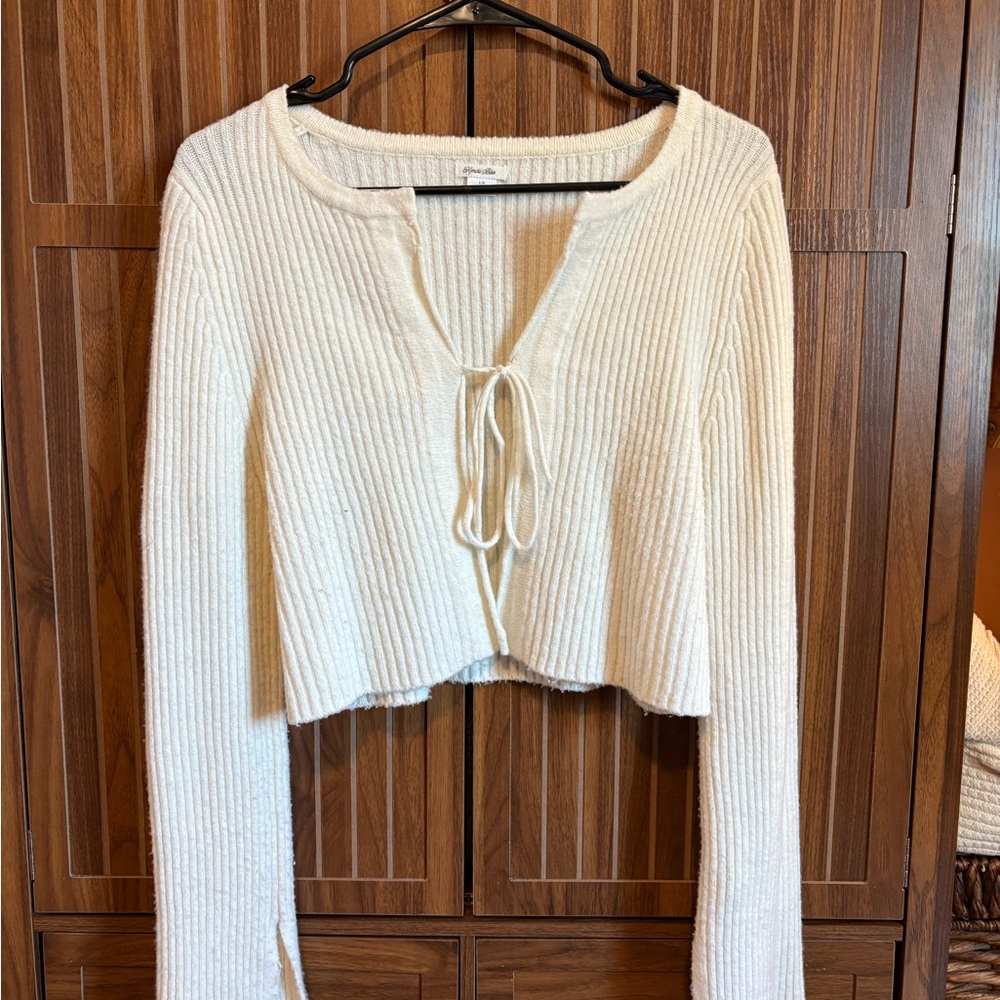 Kimchi Blue Ivory Ribbed Knit Top